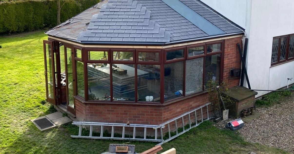 installing conservatory roof tiles on Guardian Warm Roof